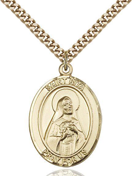 Saint Rita of Cascia medal S0942, Gold Filled