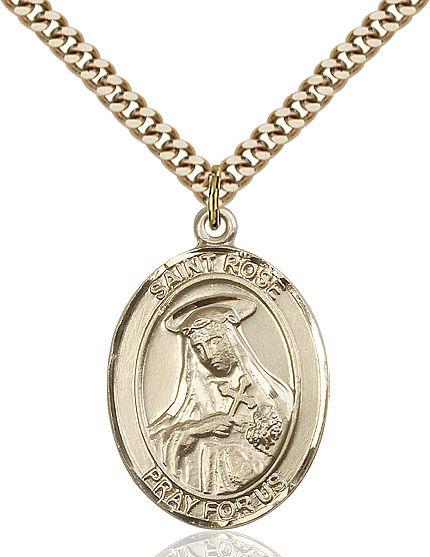 Saint Rose of Lima medal S0952, Gold Filled