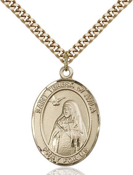 Saint Teresa of Avila medal S1022, Gold Filled