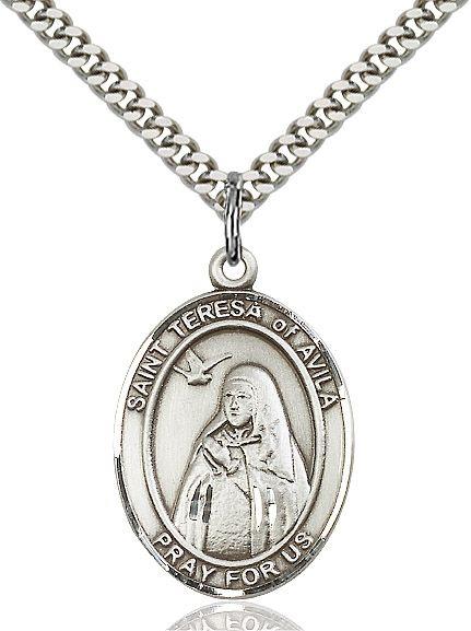 Saint Teresa of Avila medal S1021, Sterling Silver