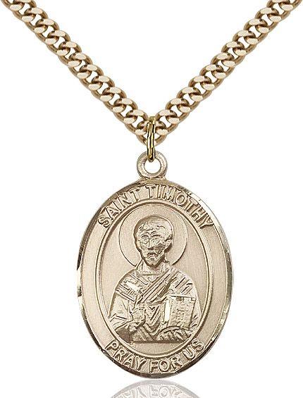 Saint Timothy medal S1052, Gold Filled