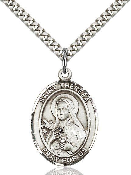 Saint Theresa medal S1061, Sterling Silver