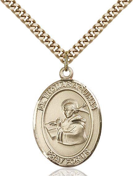 Saint Thomas Aquinas medal S1082, Gold Filled