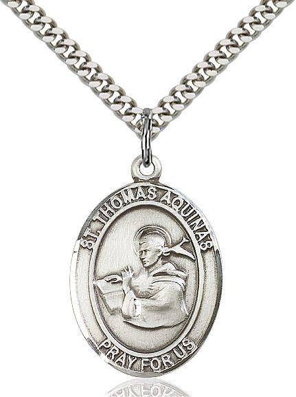Saint Thomas Aquinas medal S1081, Sterling Silver