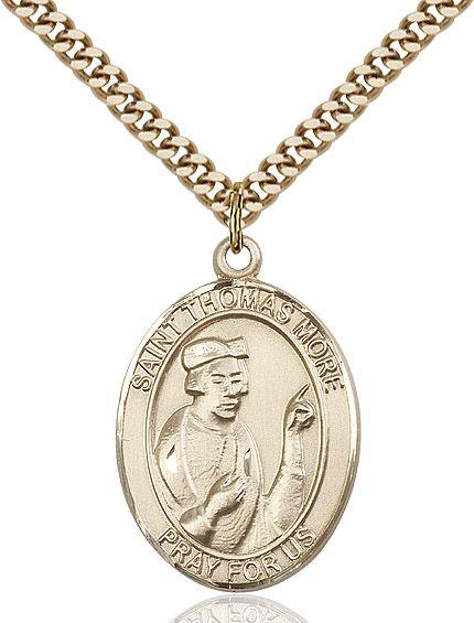 Saint Thomas More medal S1092, Gold Filled