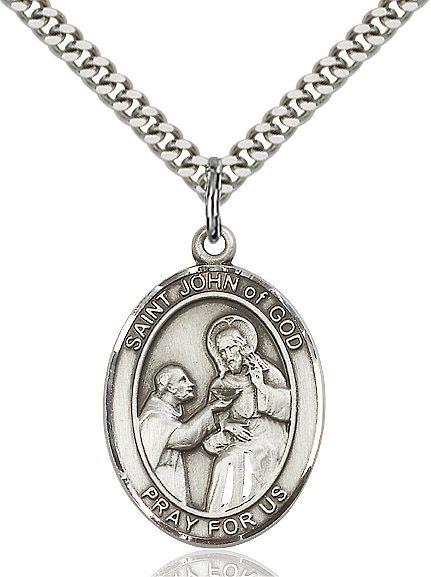 Saint John of God medal S1121, Sterling Silver