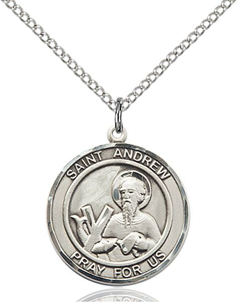 Saint Andrew the Apostle round medal S000RD1, Sterling Silver
