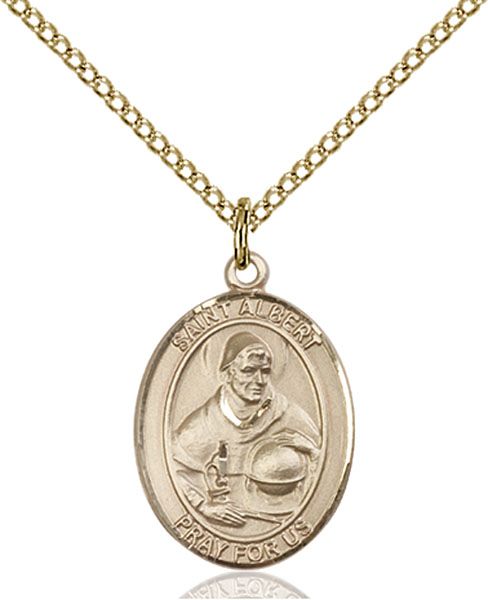 Saint Albert the Great medal S0012, Gold Filled