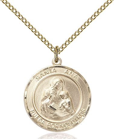 Saint Ana round medal S002RDSP2, Spanish, Gold Filled