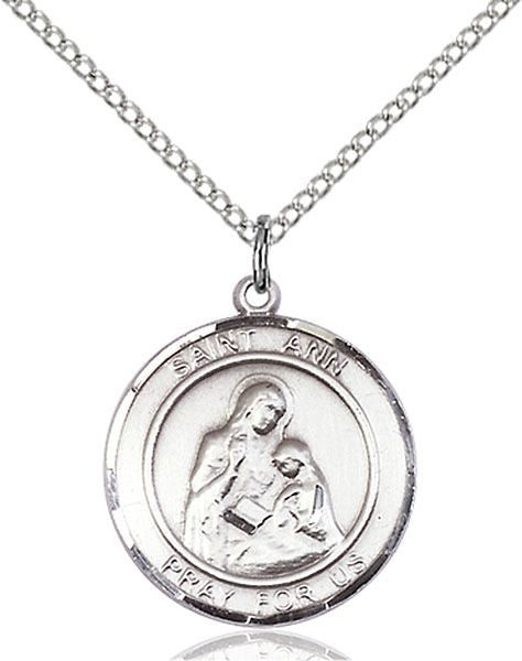 Saint Ann round medal S002RD1, Sterling Silver