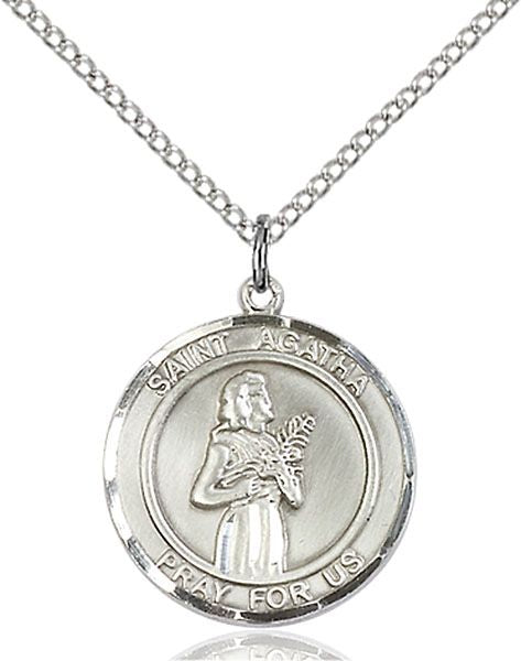 Saint Agatha round medal 8003RD1, Sterling Silver