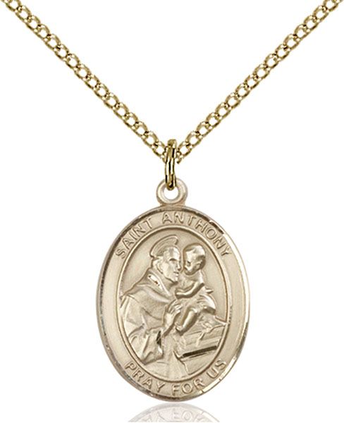 Saint Anthony of Padua medal S0042, Gold Filled