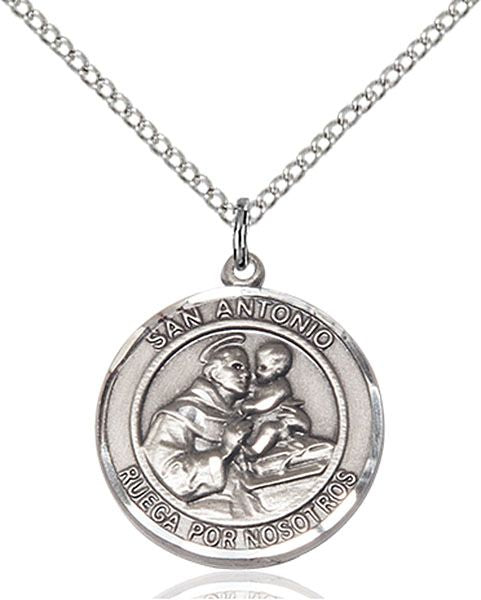 Saint Anthony round medal S004RDSP1, Spanish, Sterling Silver