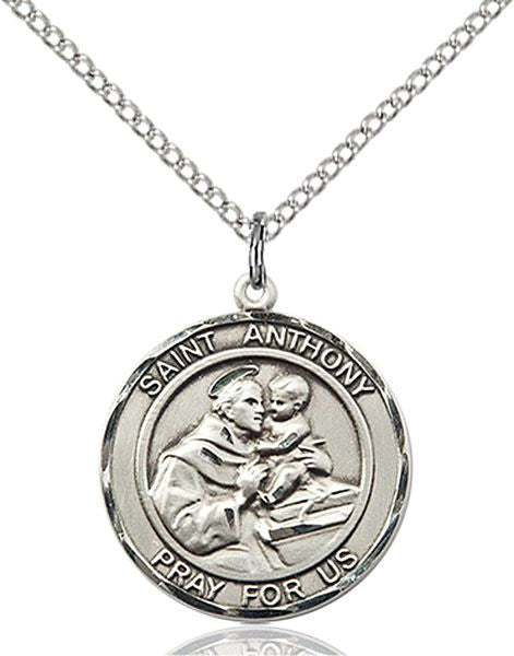 Saint Anthony of Padua round medal S004RD1, Sterling Silver