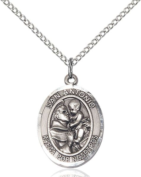 Saint Anthony medal S004SP1, Spanish, Sterling Silver