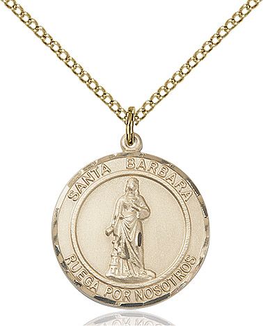 Saint Barbara round medal S006RDSP2, Spanish, Gold Filled