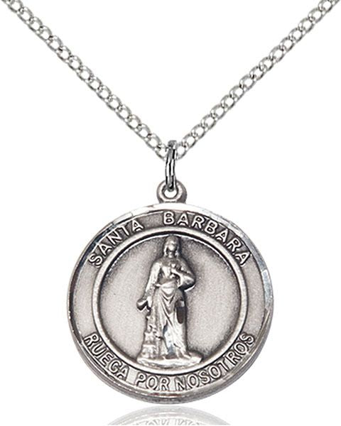 Saint Barbara round medal S006RDSP1, Spanish, Sterling Silver