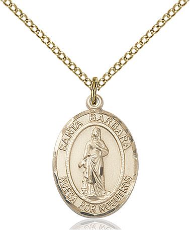 Saint Barbara medal S006SP2, Spanish, Gold Filled