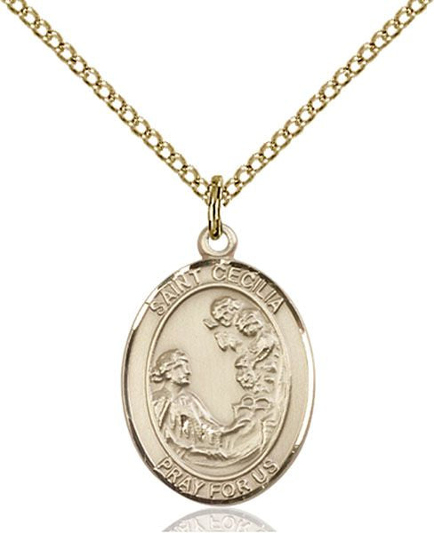 Saint Cecilia medal S0162, Gold Filled