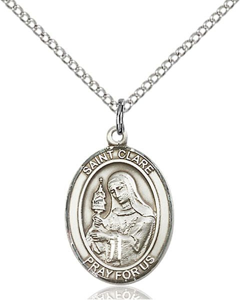Saint Clare of Assisi medal S0281, Sterling Silver