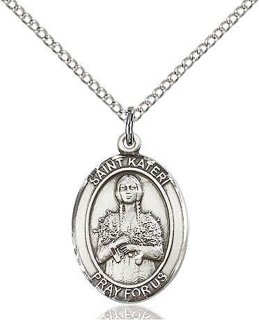 Saint Kateri medal S0611, Sterling Silver