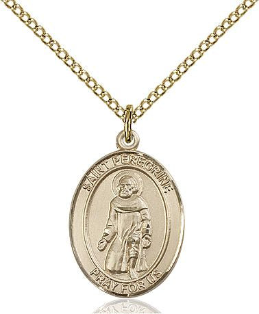 Saint Peregrine Laziosi medal S0882, Gold Filled