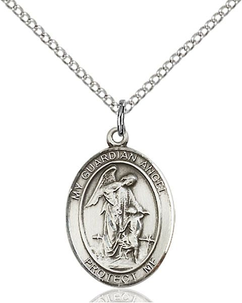 Guardian Angel medal S1181, Sterling Silver