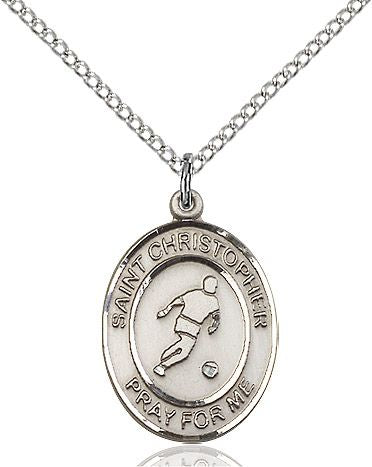 Saint Christopher Soccer medal S1541, Sterling Silver