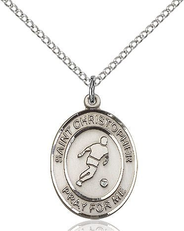 Saint Christopher Soccer medal S1541, Sterling Silver