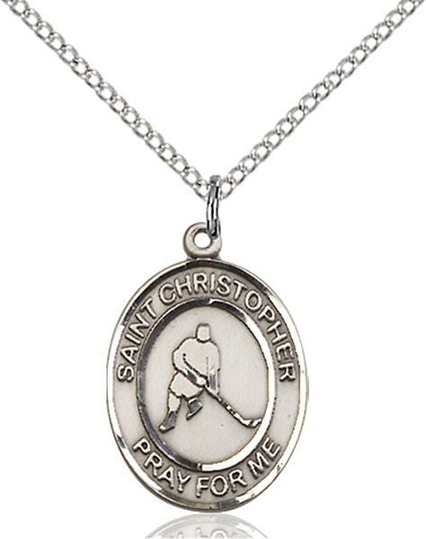 Saint Christopher/Ice Hockey sports medal S1551, Sterling Silver