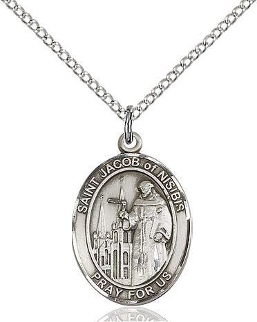 Saint Jacob of Nisibis medal S3921, Sterling Silver