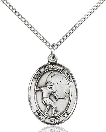 Saint Christopher Soccer medal S5031, Sterling Silver