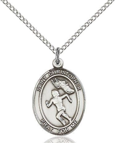 Saint Christopher Track & Field medal S5101, Sterling Silver