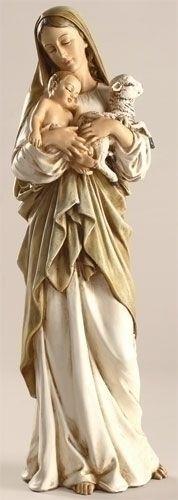 Madonna & Child with Lamb statue, 12" tall