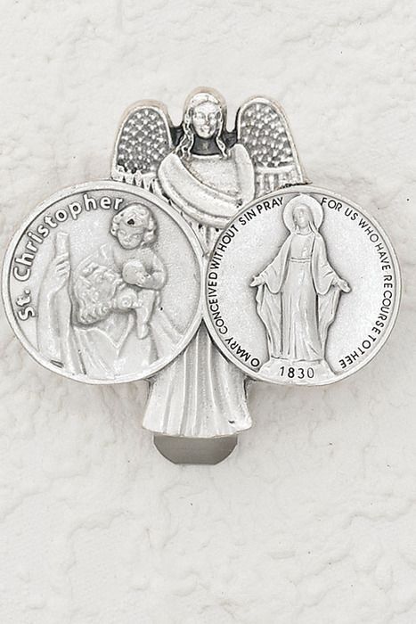 St. Christopher and Our Lady of Grace visor clip
