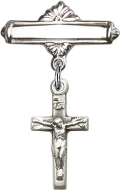Crucifix with Badge Pin 54171, Sterling Silver