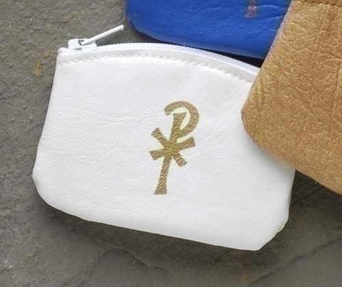 Rosary case, white zippered