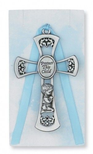 Crib Cross, Blue, 3.75" tall