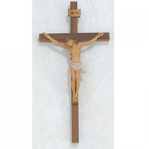 Walnut Crucifix with Italian Corpus, 10" tall