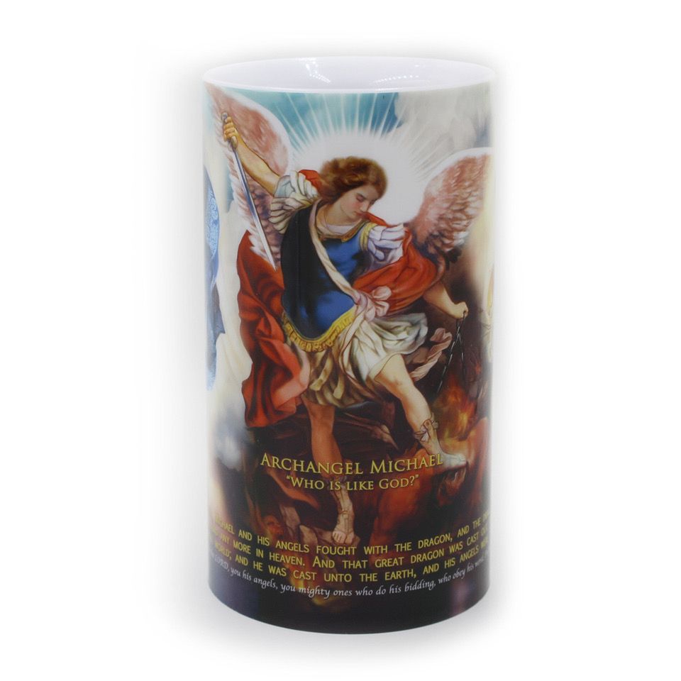 Holy Archangels LED Candle, 4 x 7"