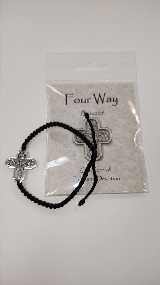 4-Way black cord bracelet