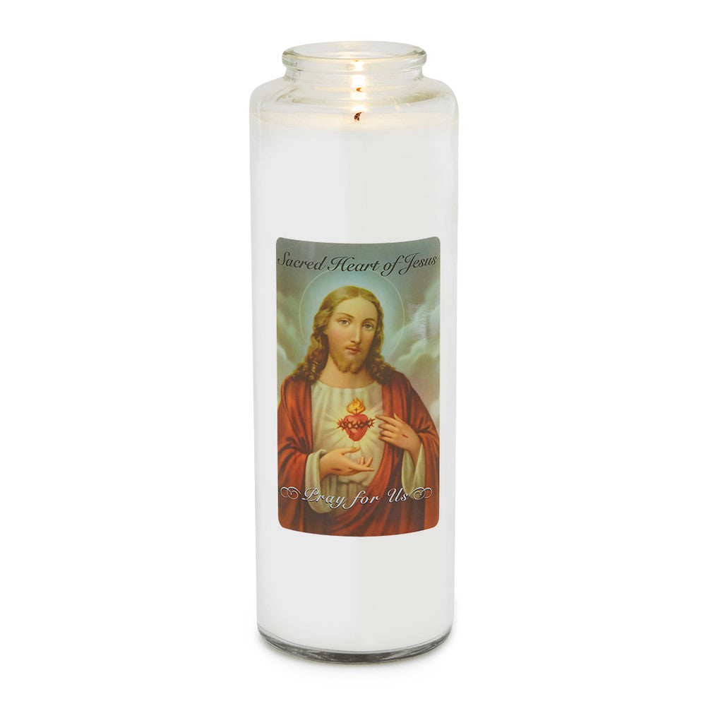 Sacred Heart of Jesus Glass Globe with Candle Insert