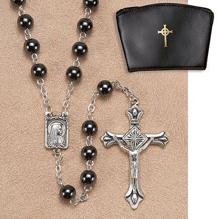 Hematite rosary with pouch