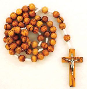 Olivewood Rosary on cord - large bead