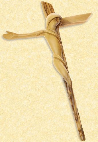 Olivewood Contemporary Crucifix, 10"