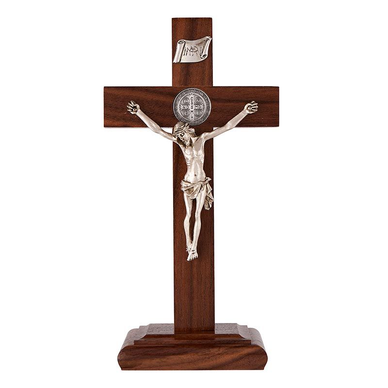 Standing St. Benedict Crucifix, Walnut
