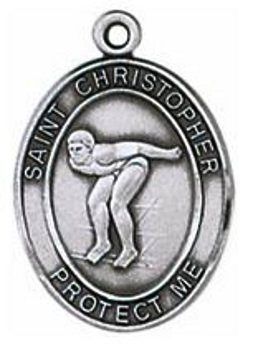 St. Christopher Swimming medal with chain