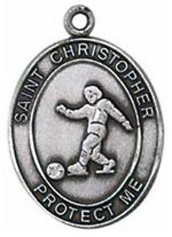 St. Christopher Soccer medal with chain