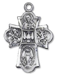 5-Way Cross with 18" chain, Pewter