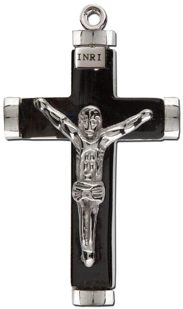 Black and Silver Crucifix with 24" chain